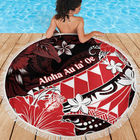 Hawaii Valentine Day Beach Blanket Polynesian Hibiscus Art Style Red LT05 - Polynesian Pride