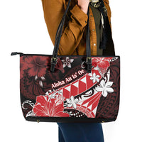 Hawaii Valentine Day Leather Tote Bag Polynesian Hibiscus Art Style Red LT05 - Polynesian Pride