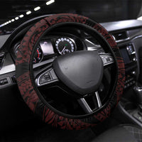 Hawaii Valentine Day Steering Wheel Cover Polynesian Hibiscus Art Style Red LT05 Universal Fit Red - Polynesian Pride