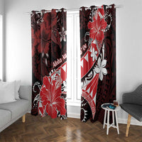 Hawaii Valentine Day Window Curtain Polynesian Hibiscus Art Style Red LT05 With Grommets Red - Polynesian Pride
