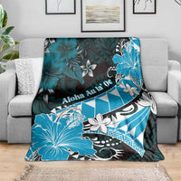Hawaii Valentine Day Blanket Polynesian Hibiscus Art Style Turquoise LT05 - Polynesian Pride