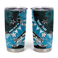 Personalised Hawaii Valentine Day Tumbler Cup Polynesian Hibiscus Art Style Turquoise