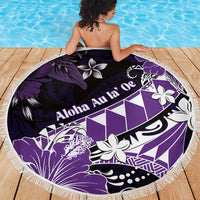 Hawaii Valentine Day Beach Blanket Polynesian Hibiscus Art Style Purple LT05 - Polynesian Pride