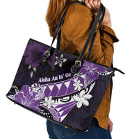 Hawaii Valentine Day Leather Tote Bag Polynesian Hibiscus Art Style Purple LT05 - Polynesian Pride