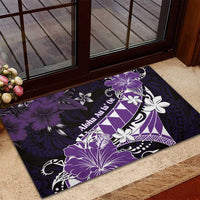 Hawaii Valentine Day Rubber Doormat Polynesian Hibiscus Art Style Purple LT05 - Polynesian Pride