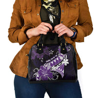 Hawaii Valentine Day Shoulder Handbag Polynesian Hibiscus Art Style Purple