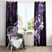 Hawaii Valentine Day Window Curtain Polynesian Hibiscus Art Style Purple LT05 - Polynesian Pride