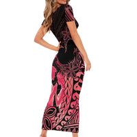 Alofa Samoa Valentine Red Short Sleeve Bodycon Dress Love Is The Greatest Thing