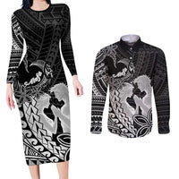 Alofa Samoa Valentine Black Couples Matching Long Sleeve Bodycon Dress and Long Sleeve Button Shirt Love Is The Greatest Thing