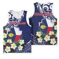 Personalised Wake Island Basketball Jersey Tribal Pattern With Hibiscus Flowers LT05 - Polynesian Pride