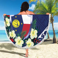 Wake Island Beach Blanket Tribal Pattern With Hibiscus Flowers LT05 - Polynesian Pride