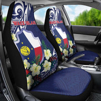 Wake Island Car Seat Cover Tribal Pattern With Hibiscus Flowers LT05 - Polynesian Pride