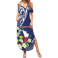 Personalised Wake Island Family Matching Summer Maxi Dress and Hawaiian Shirt Tribal Pattern With Hibiscus Flowers