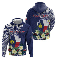 Personalised Wake Island Hoodie Tribal Pattern With Hibiscus Flowers LT05 - Polynesian Pride