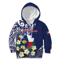 Personalised Wake Island Kid Hoodie Tribal Pattern With Hibiscus Flowers LT05 Hoodie Blue - Polynesian Pride