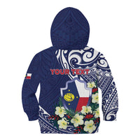 Personalised Wake Island Kid Hoodie Tribal Pattern With Hibiscus Flowers LT05 - Polynesian Pride