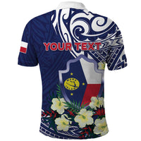 Personalised Wake Island Polo Shirt Tribal Pattern With Hibiscus Flowers LT05 - Polynesian Pride
