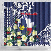 Wake Island Shower Curtain Tribal Pattern With Hibiscus Flowers LT05 - Polynesian Pride