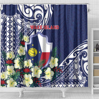 Wake Island Shower Curtain Tribal Pattern With Hibiscus Flowers LT05 - Polynesian Pride