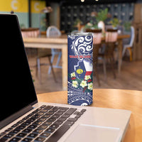 Personalised Wake Island Skinny Tumbler Tribal Pattern With Hibiscus Flowers LT05 - Polynesian Pride