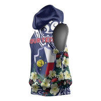 Personalised Wake Island Sleeveless Hoodie Tribal Pattern With Hibiscus Flowers LT05 - Polynesian Pride
