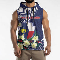 Personalised Wake Island Sleeveless Hoodie Tribal Pattern With Hibiscus Flowers LT05 - Polynesian Pride