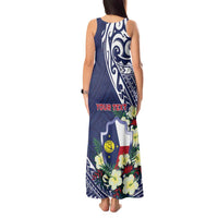 Personalised Wake Island Tank Maxi Dress Tribal Pattern With Hibiscus Flowers LT05 - Polynesian Pride