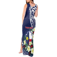 Personalised Wake Island Tank Maxi Dress Tribal Pattern With Hibiscus Flowers LT05 - Polynesian Pride
