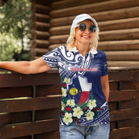 Personalised Wake Island Women Polo Shirt Tribal Pattern With Hibiscus Flowers LT05 - Polynesian Pride