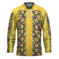 Aloha Hawaii Mardi Gras Hockey Jersey Gold Style LT05 Unisex Gold - Polynesian Pride