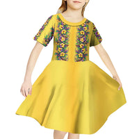 Aloha Hawaii Mardi Gras Kid Short Sleeve Dress Gold Style LT05 - Polynesian Pride