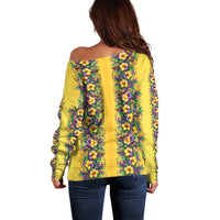 Aloha Hawaii Mardi Gras Off Shoulder Sweater Gold Style LT05 - Polynesian Pride