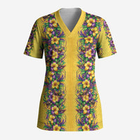 Aloha Hawaii Mardi Gras Scrub Top Gold Style LT05 Adult Gold - Polynesian Pride