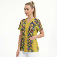 Aloha Hawaii Mardi Gras Scrub Top Gold Style LT05 - Polynesian Pride