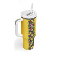 Aloha Hawaii Mardi Gras Tumbler With Handle Gold Style LT05 - Polynesian Pride
