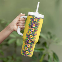 Aloha Hawaii Mardi Gras Tumbler With Handle Gold Style LT05 - Polynesian Pride