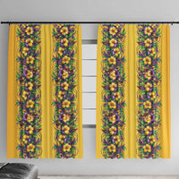Aloha Hawaii Mardi Gras Window Curtain Gold Style LT05 With Hooks Gold - Polynesian Pride