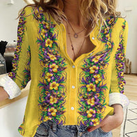 Aloha Hawaii Mardi Gras Women Casual Shirt Gold Style LT05 Female Gold - Polynesian Pride