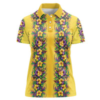 Aloha Hawaii Mardi Gras Women Polo Shirt Gold Style LT05 Female Gold - Polynesian Pride
