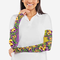 Hawaii Mardi Gras Arm Sleeves Plumeria Lei Beads Glitter Style LT05 - Polynesian Pride