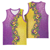 Hawaii Mardi Gras Basketball Jersey Plumeria Lei Beads Glitter Style LT05 - Polynesian Pride