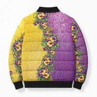 Hawaii Mardi Gras Bomber Puffer Jacket Plumeria Lei Beads Glitter Style LT05 - Polynesian Pride
