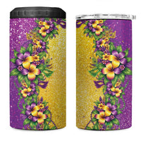 Hawaii Mardi Gras 4 in 1 Can Cooler Tumbler Plumeria Lei Beads Glitter Style LT05 One Size: 16 oz Colorful - Polynesian Pride