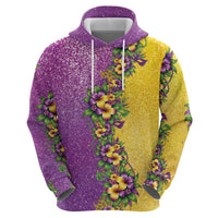 Hawaii Mardi Gras Hoodie Plumeria Lei Beads Glitter Style LT05 - Polynesian Pride
