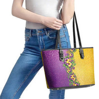 Hawaii Mardi Gras Leather Tote Bag Plumeria Lei Beads Glitter Style LT05 - Polynesian Pride
