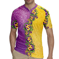 Hawaii Mardi Gras Rugby Jersey Plumeria Lei Beads Glitter Style LT05 - Polynesian Pride