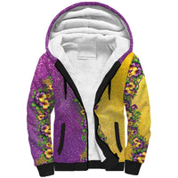 Hawaii Mardi Gras Sherpa Hoodie Plumeria Lei Beads Glitter Style LT05 Unisex Colorful - Polynesian Pride
