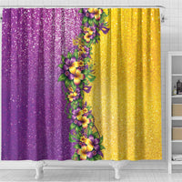 Hawaii Mardi Gras Shower Curtain Plumeria Lei Beads Glitter Style LT05 - Polynesian Pride