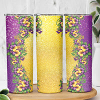 Hawaii Mardi Gras Skinny Tumbler Plumeria Lei Beads Glitter Style LT05 - Polynesian Pride