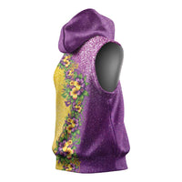 Hawaii Mardi Gras Sleeveless Hoodie Plumeria Lei Beads Glitter Style LT05 - Polynesian Pride